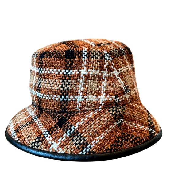 GUCCI GG Elevation Tweed Tartan Bucket Hat Cap 728469 Brown Size Medium NEW - Picture 5 of 16